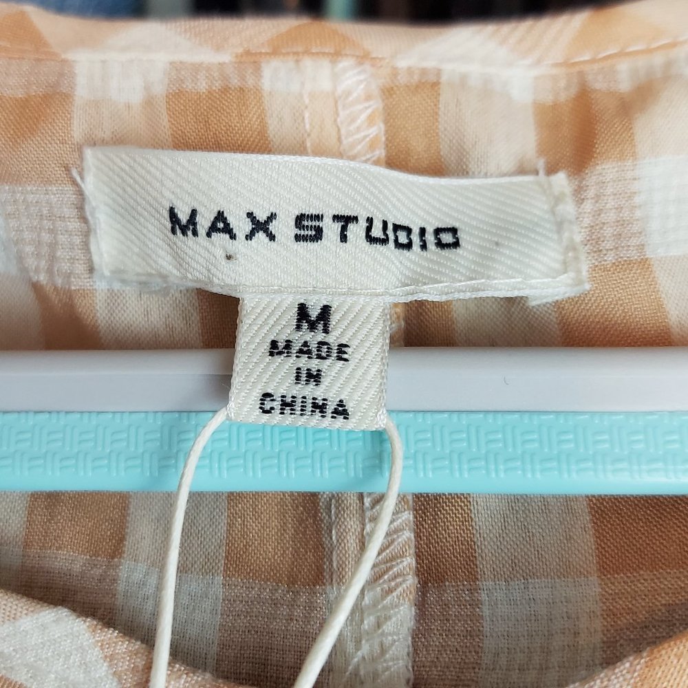 NWT MAX STUDIO GINGHAM RUFFLE TOP (M) - Picture 4 of 5